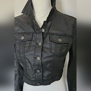 Highway Jeans Black Long Sleeve Cropped Jean Leather Jacket